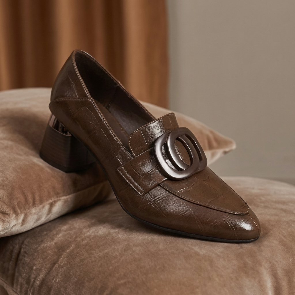 Valora Leder-Loafer-Absatzschuhe
