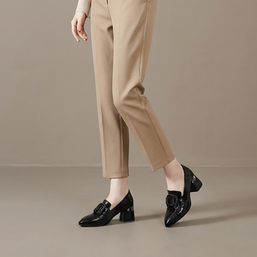 Valora Leder-Loafer-Absatzschuhe