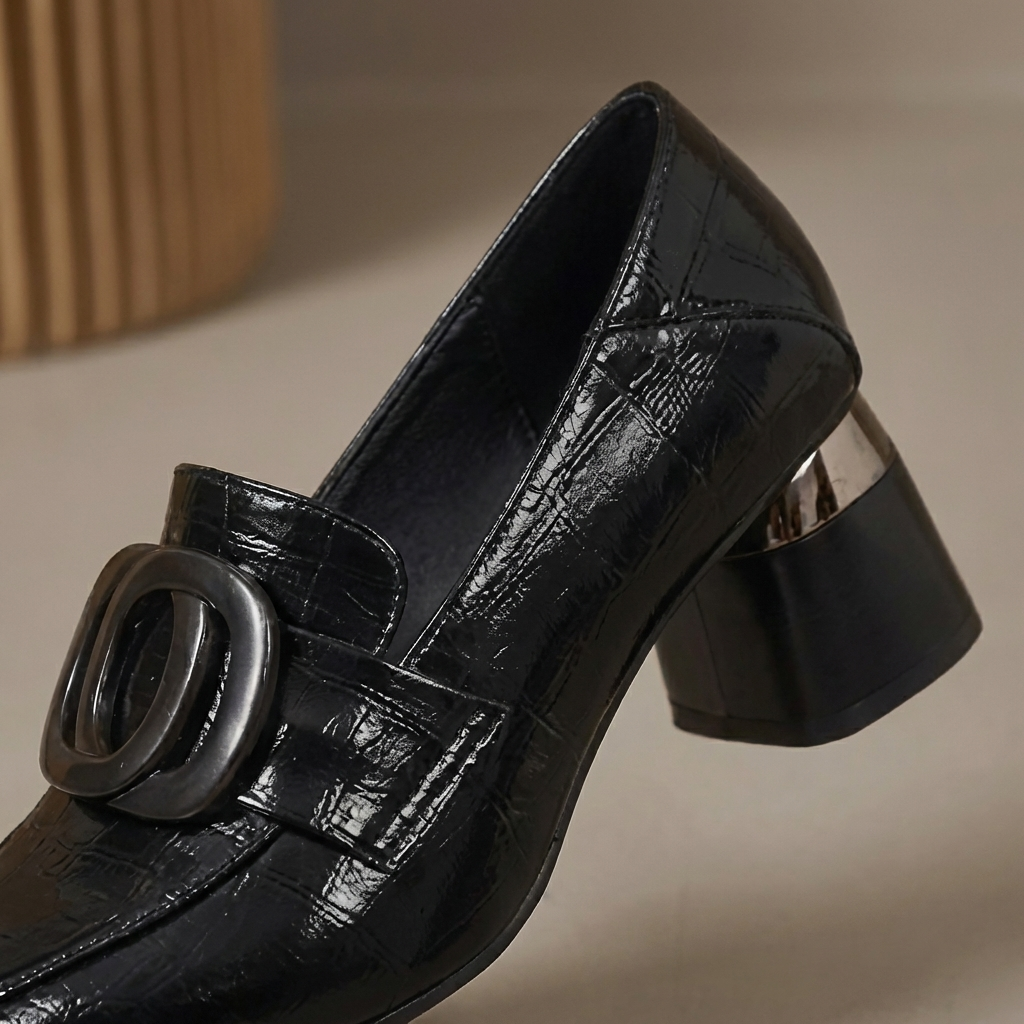 Valora Leder-Loafer-Absatzschuhe