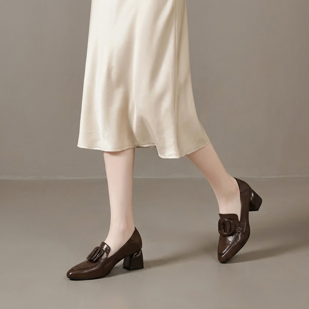 Valora Leder-Loafer-Absatzschuhe