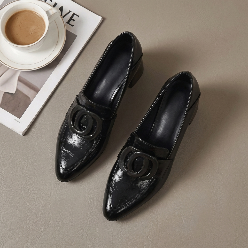 Valora Leder-Loafer-Absatzschuhe