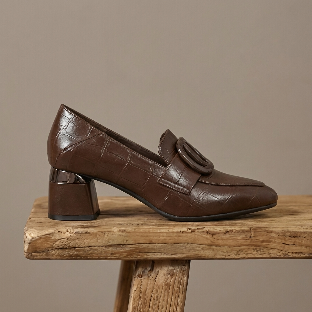 Valora Leder-Loafer-Absatzschuhe