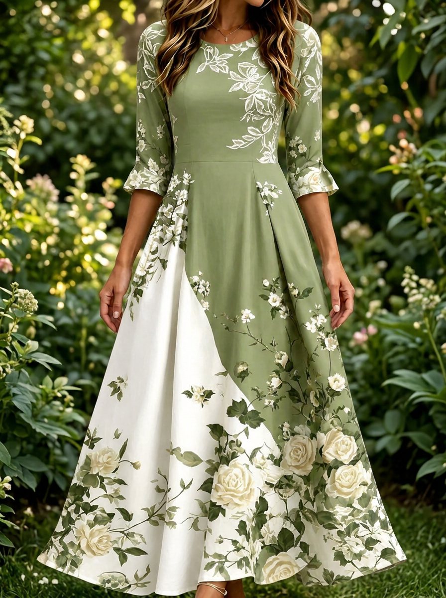 Maxikleid Sage Garden Rose mit Taschen