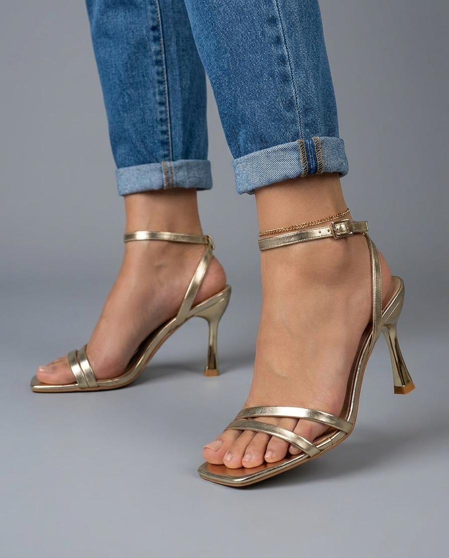 Celeste | Gold-Metallic Riemchen-High-Heels