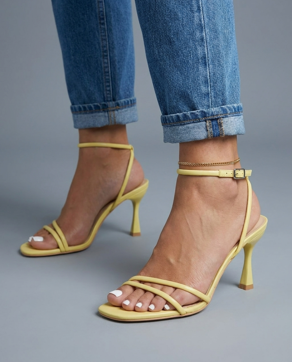 Lola | Zitronengelbe Riemchen-Heels