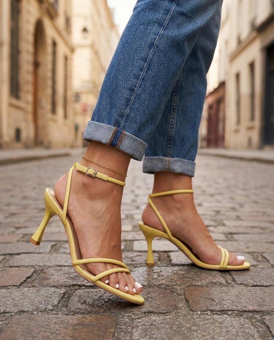 Lola | Zitronengelbe Riemchen-Heels