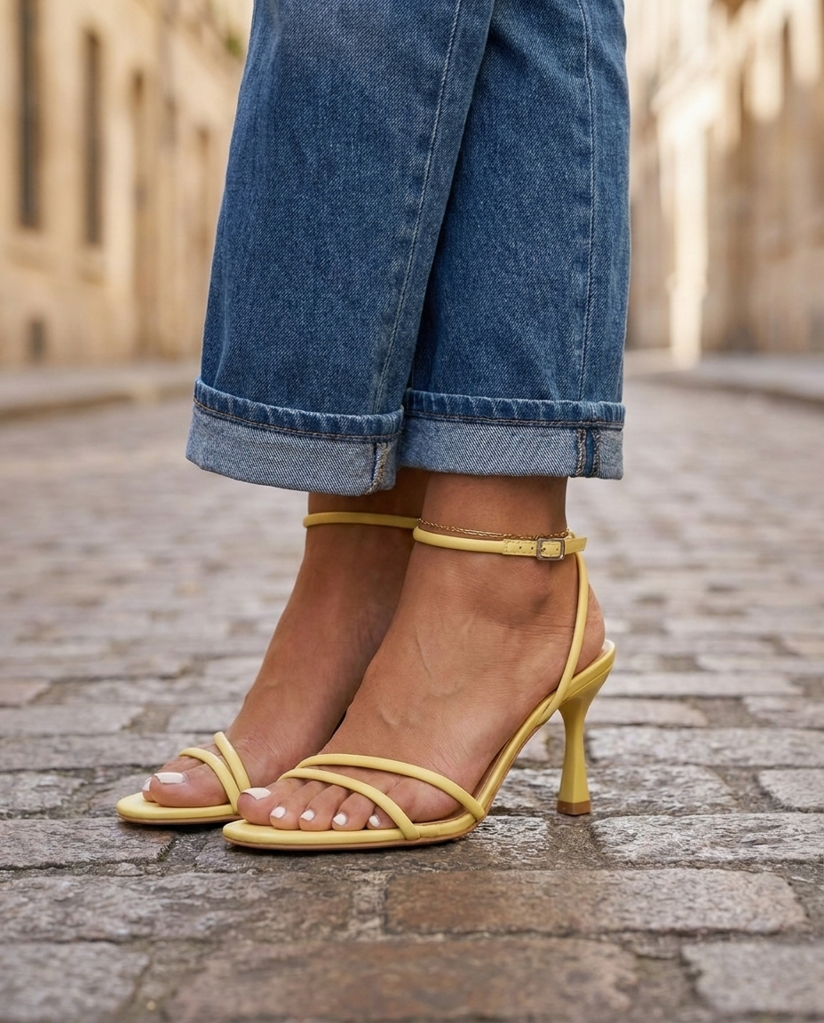 Lola | Zitronengelbe Riemchen-Heels