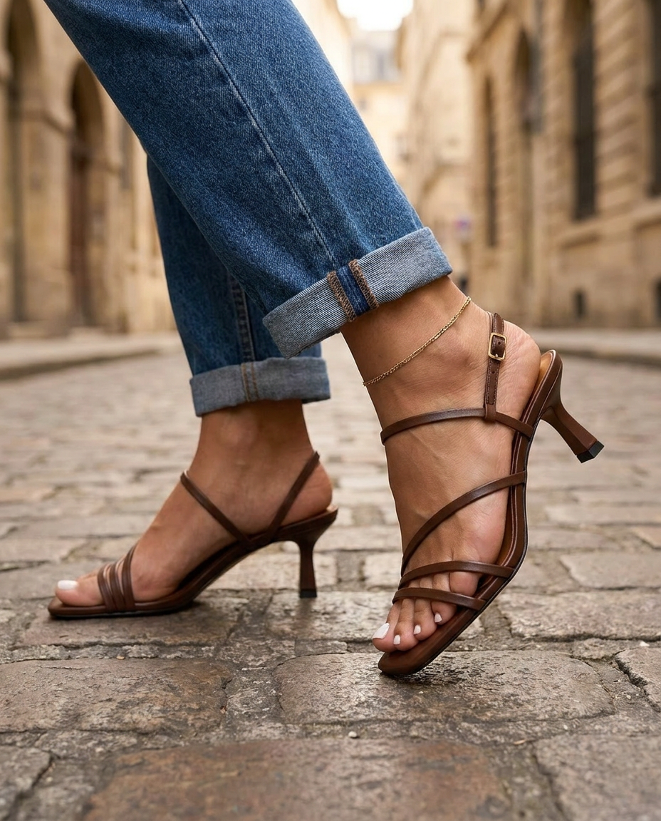 Mokka | Braune Riemchen-Skulpturen-Heels