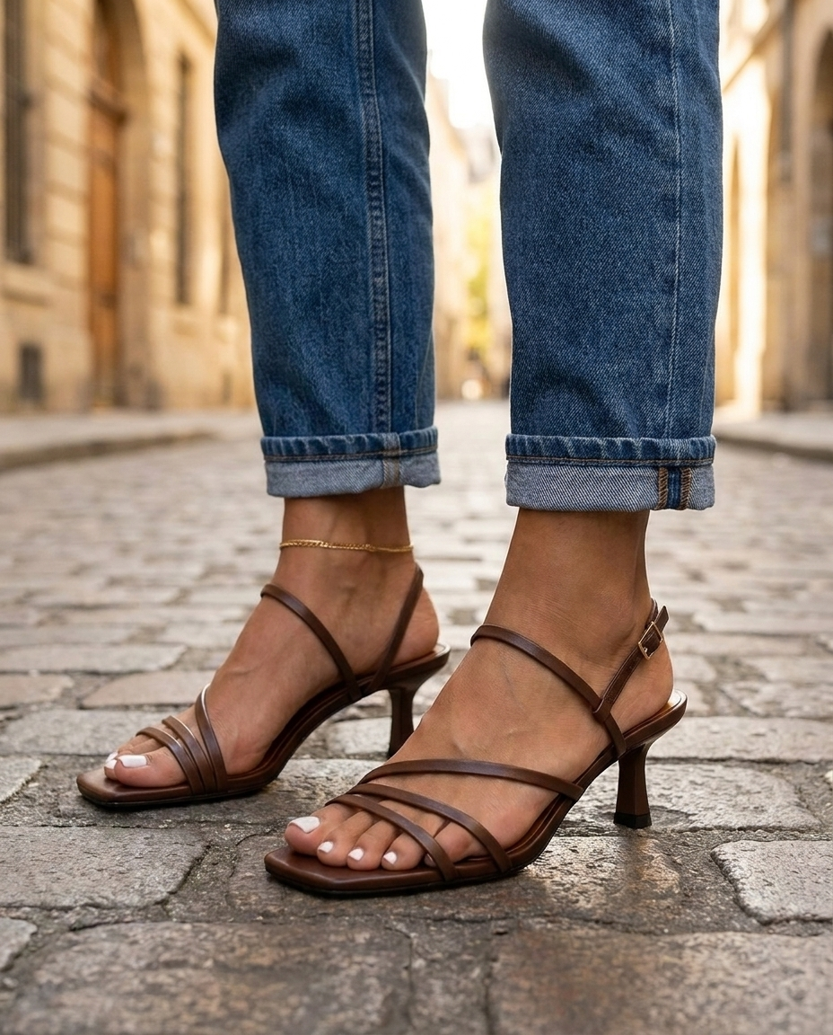 Mokka | Braune Riemchen-Skulpturen-Heels