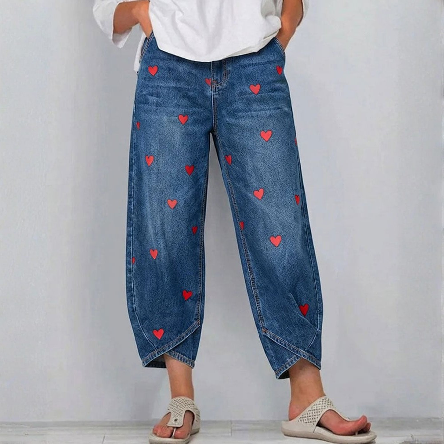 Romina™ | Ankle Jeans mit Herz-Print