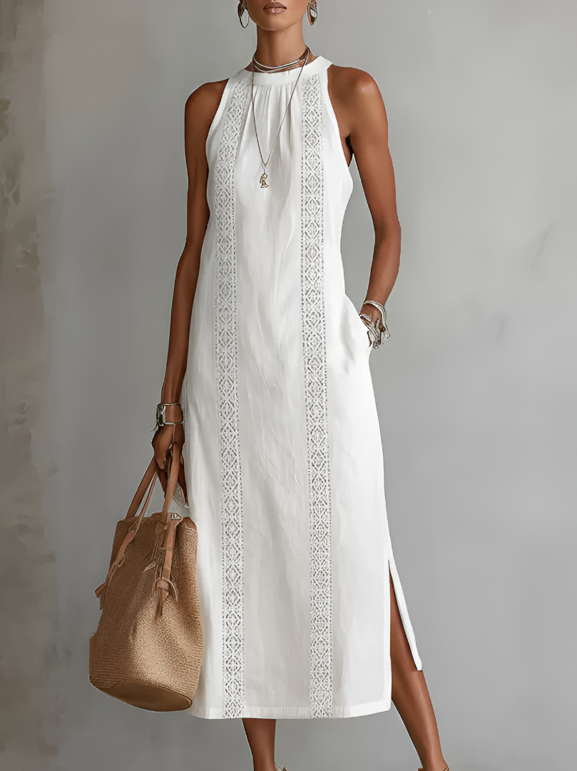 Jimena | Leinen-Midikleid mit Stehkragen