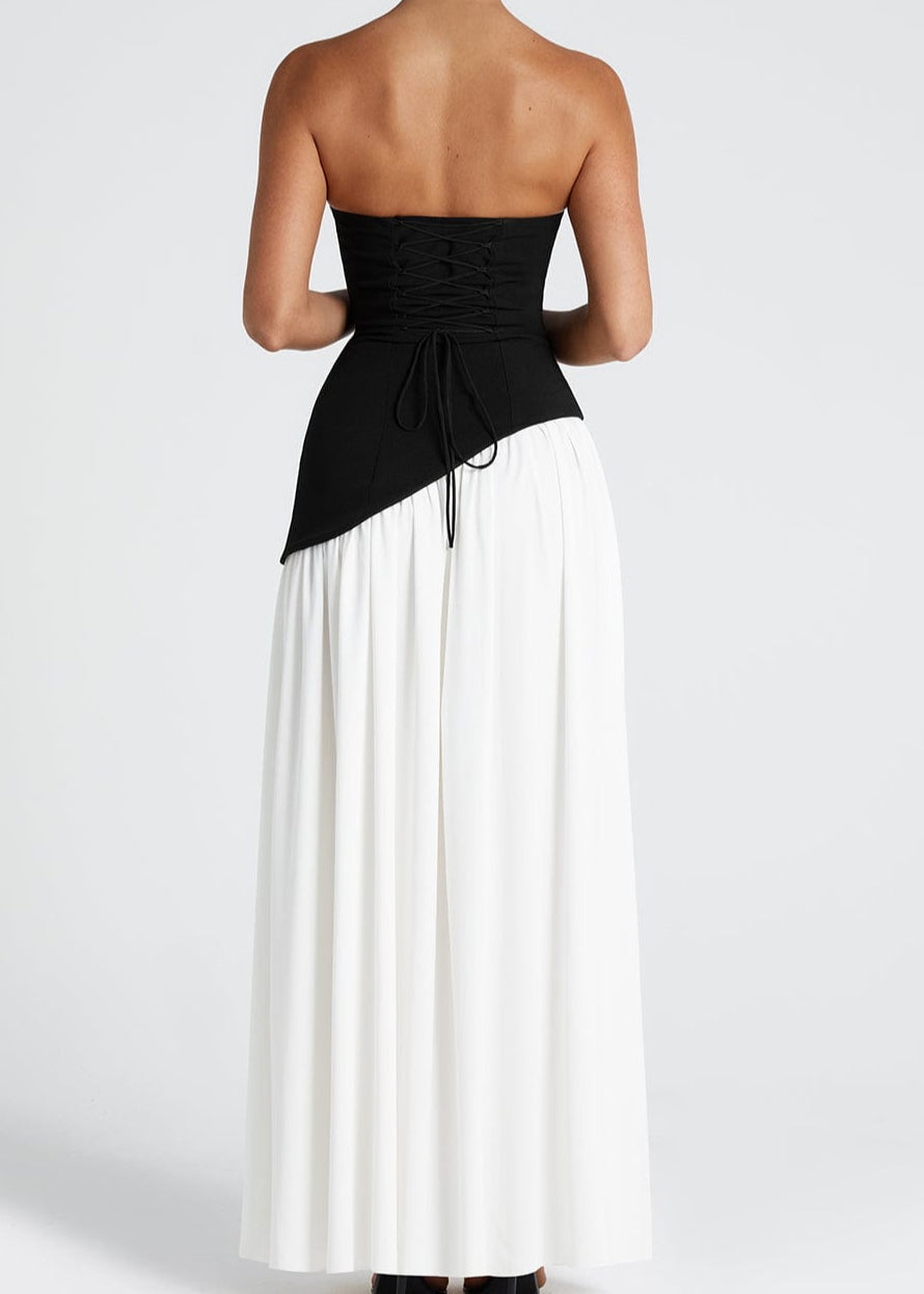 LINA | Trägerloses Maxikleid mit Hohem Schlitz
