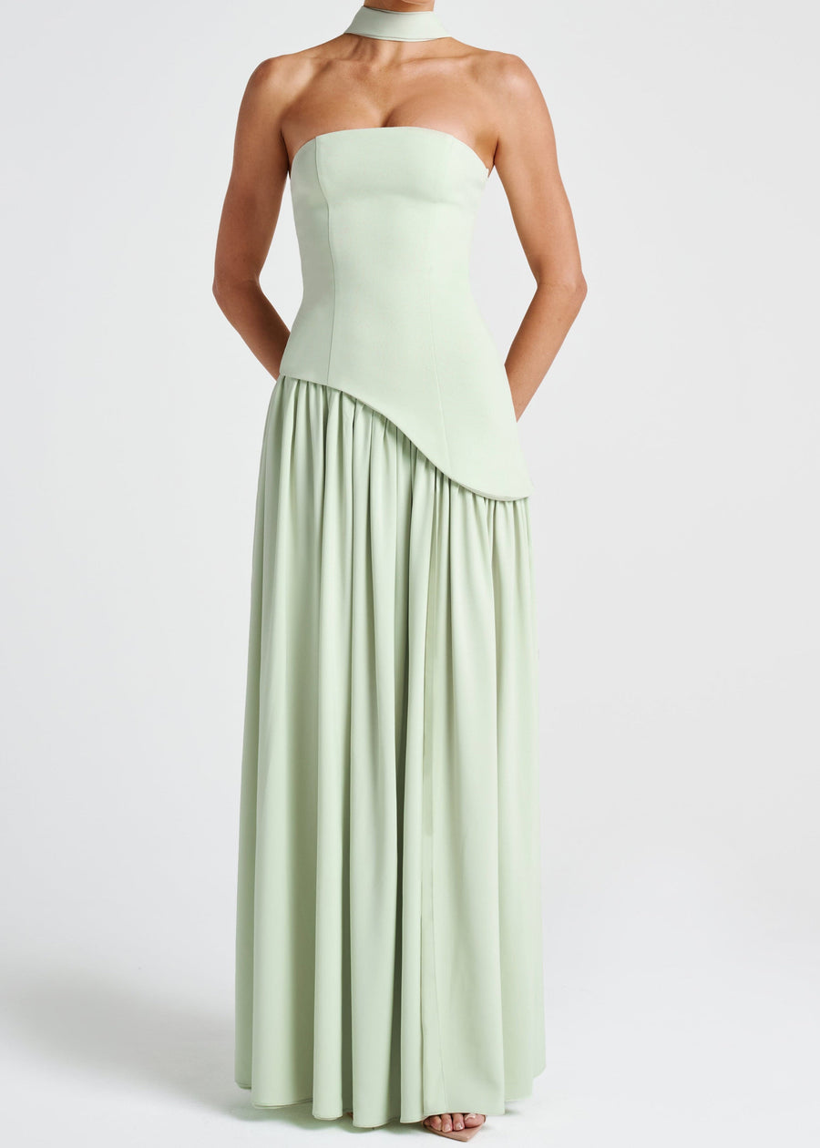 LINA | Trägerloses Maxikleid mit Hohem Schlitz