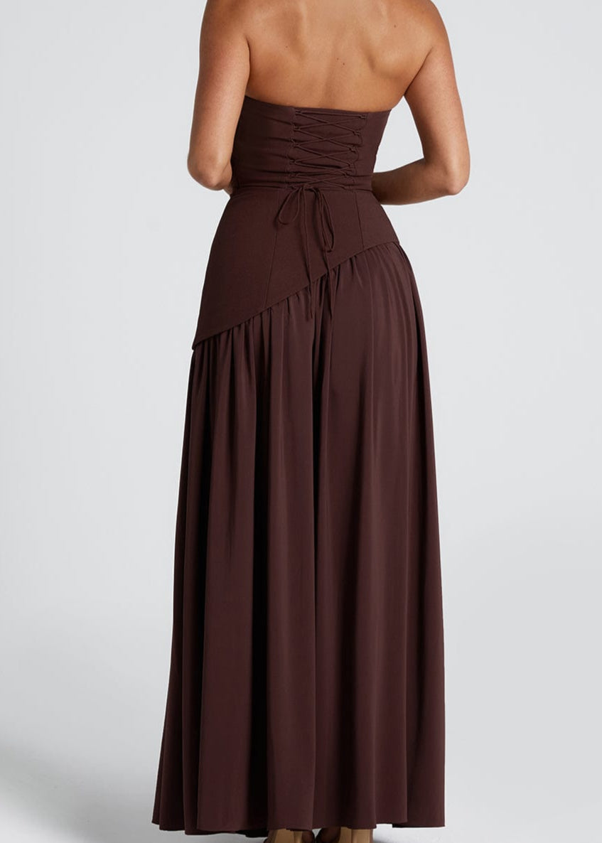 LINA | Trägerloses Maxikleid mit Hohem Schlitz