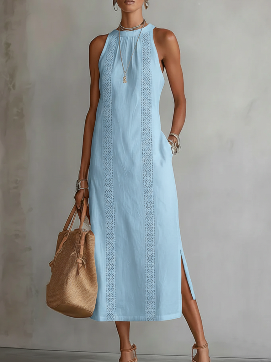 Jimena | Leinen-Midikleid mit Stehkragen