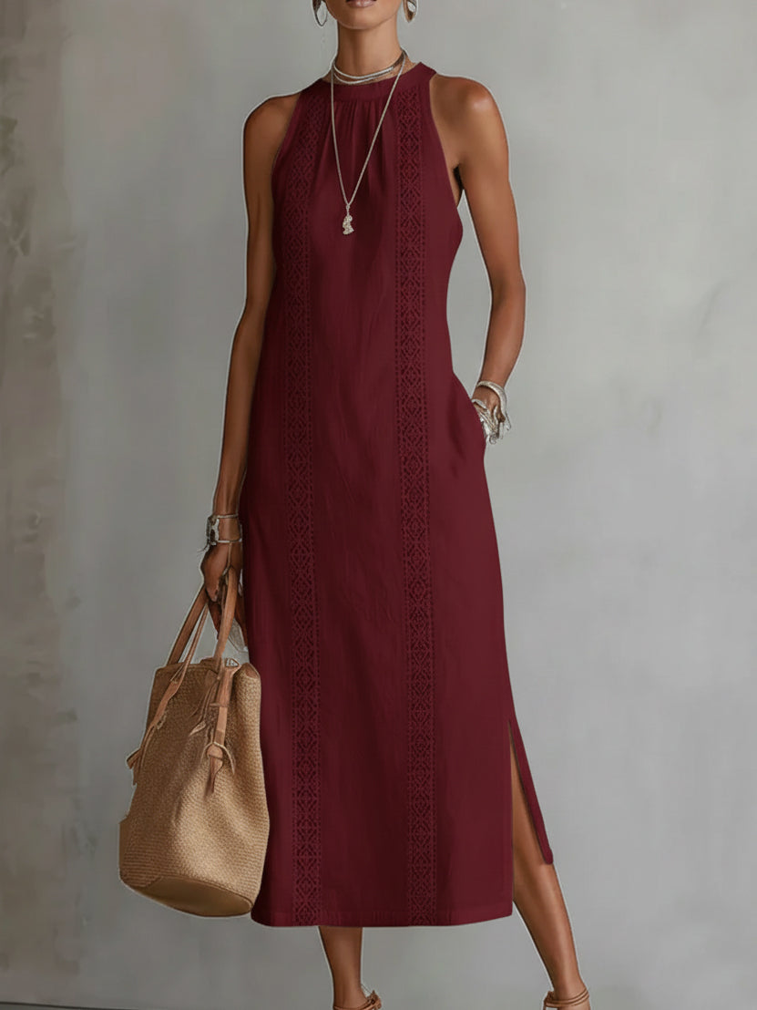Jimena | Leinen-Midikleid mit Stehkragen