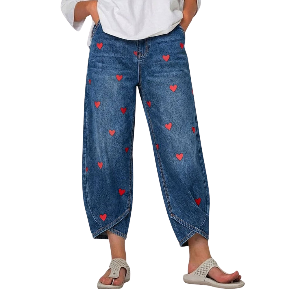 Romina™ | Ankle Jeans mit Herz-Print