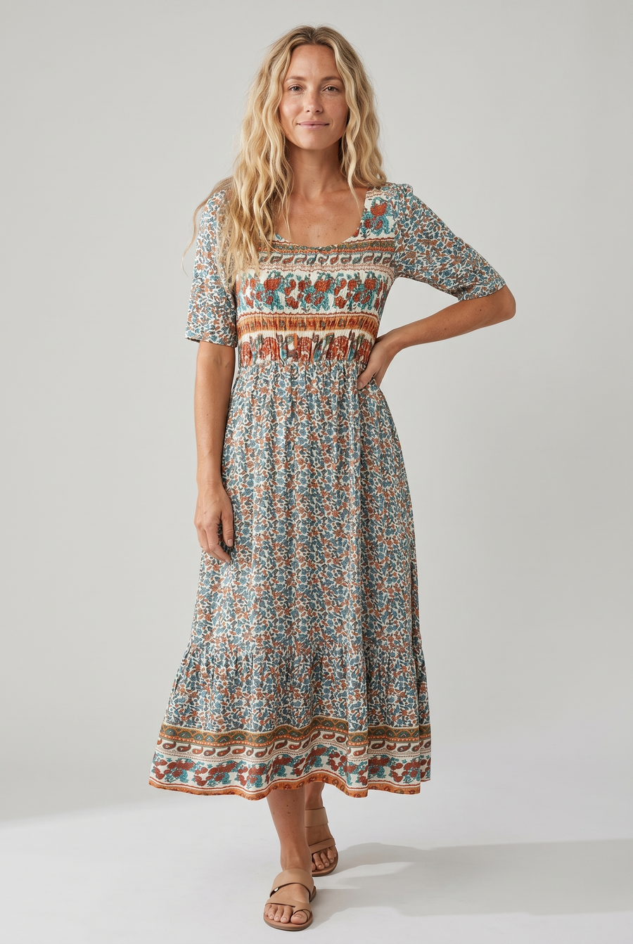 Damenkleid | Midi im Boho-Print