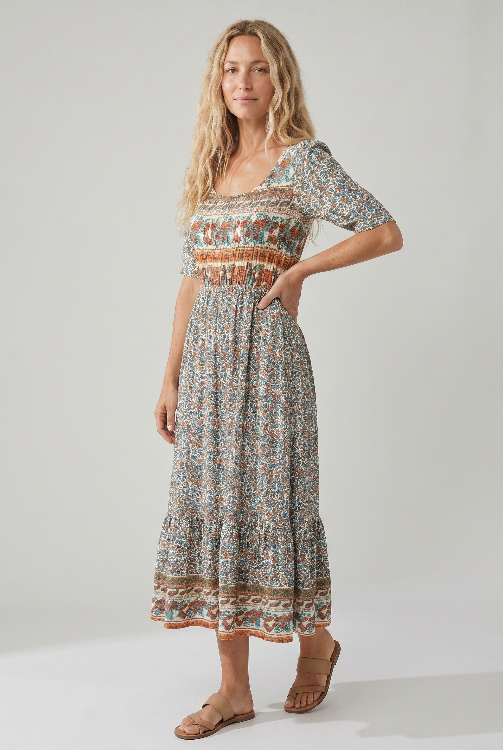 Damenkleid | Midi im Boho-Print