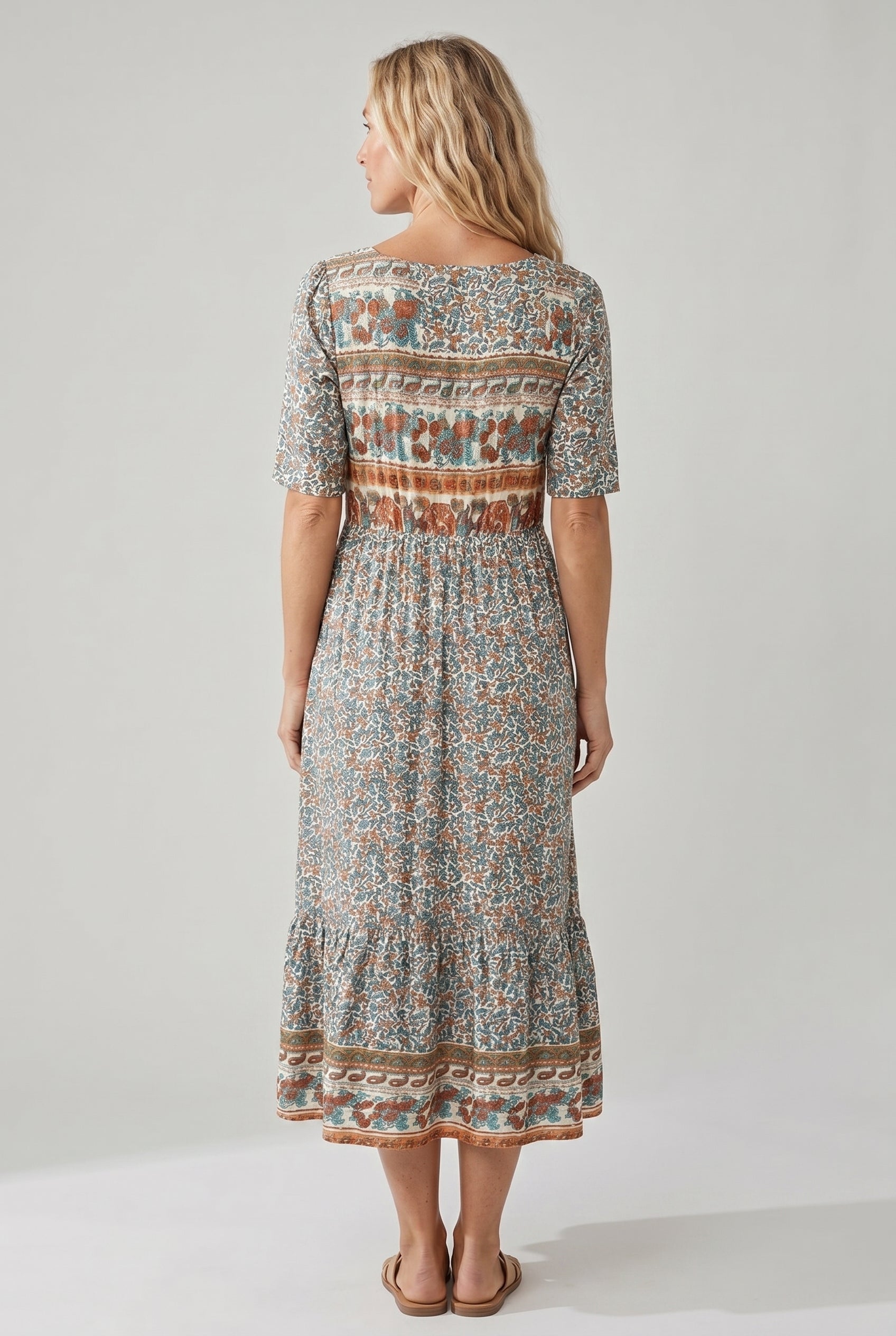 Damenkleid | Midi im Boho-Print