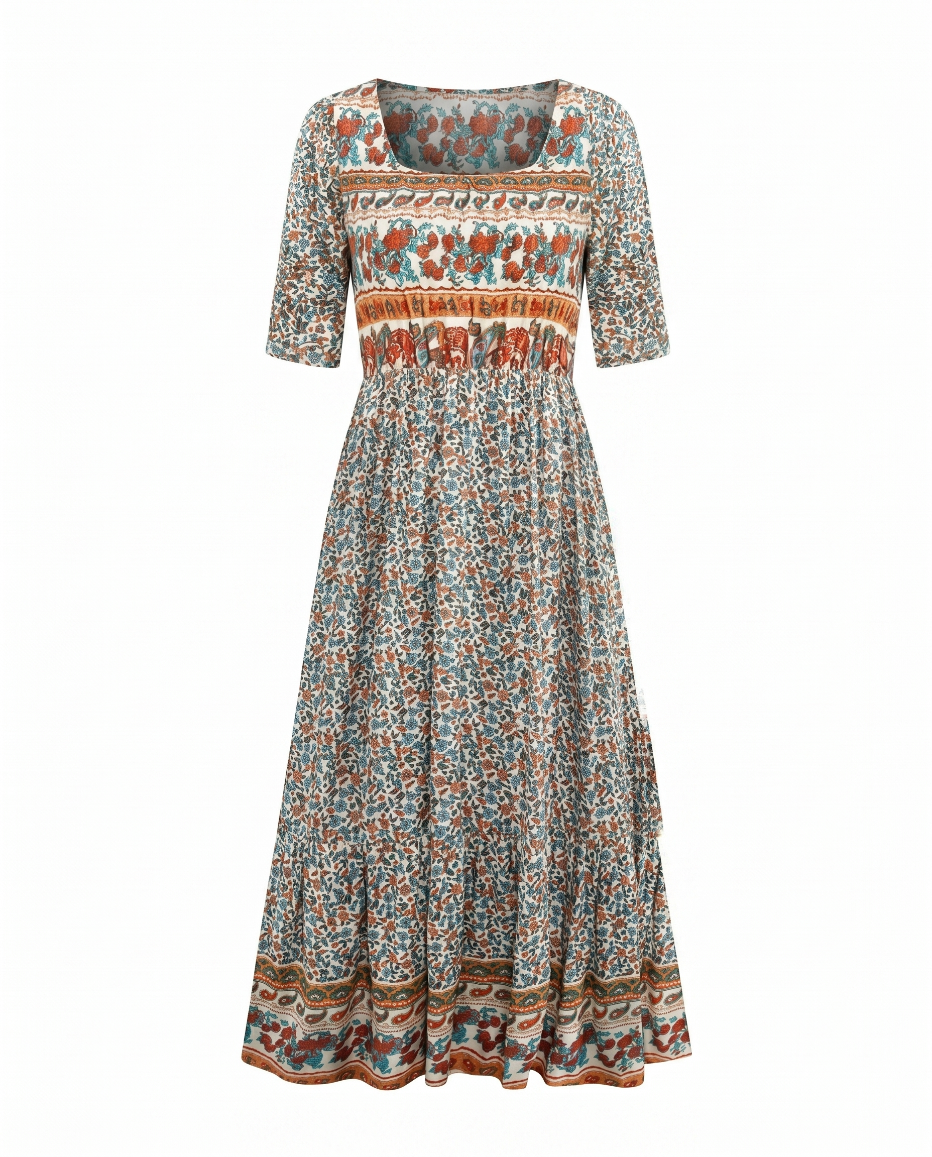 Damenkleid | Midi im Boho-Print