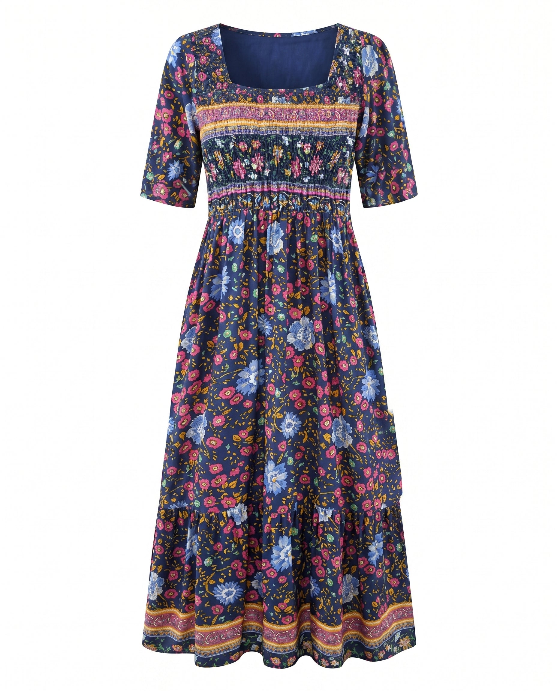 Damenkleid | Midi im Boho-Print