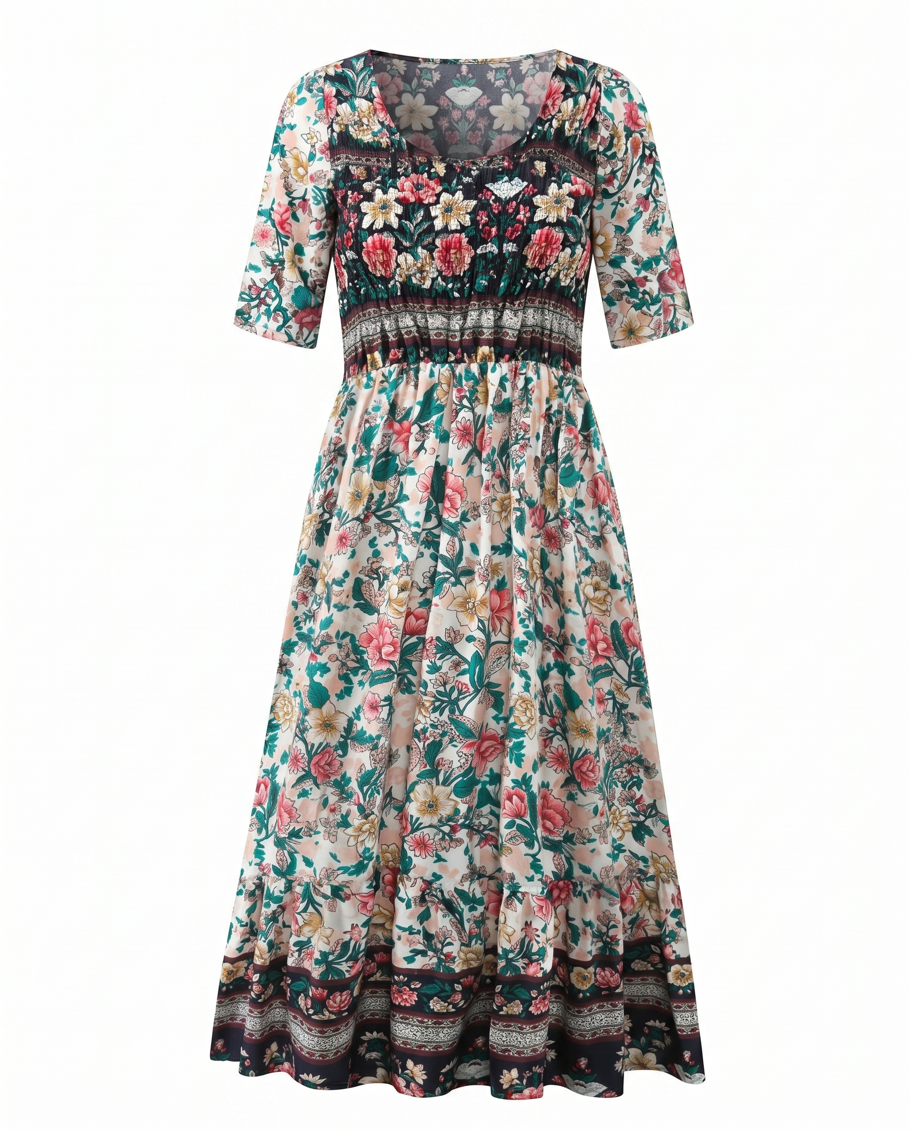Damenkleid | Midi im Boho-Print