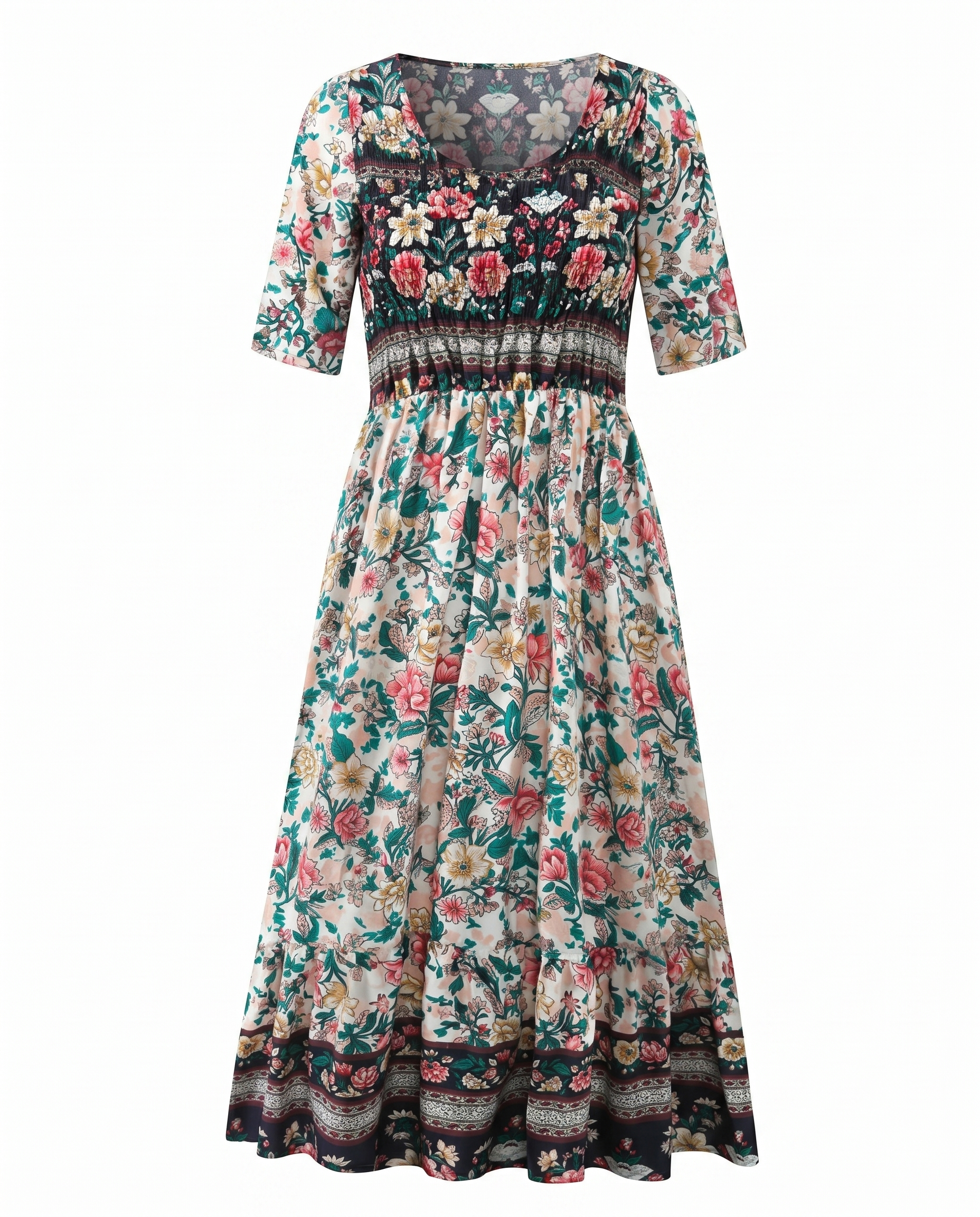 Damenkleid | Midi im Boho-Print