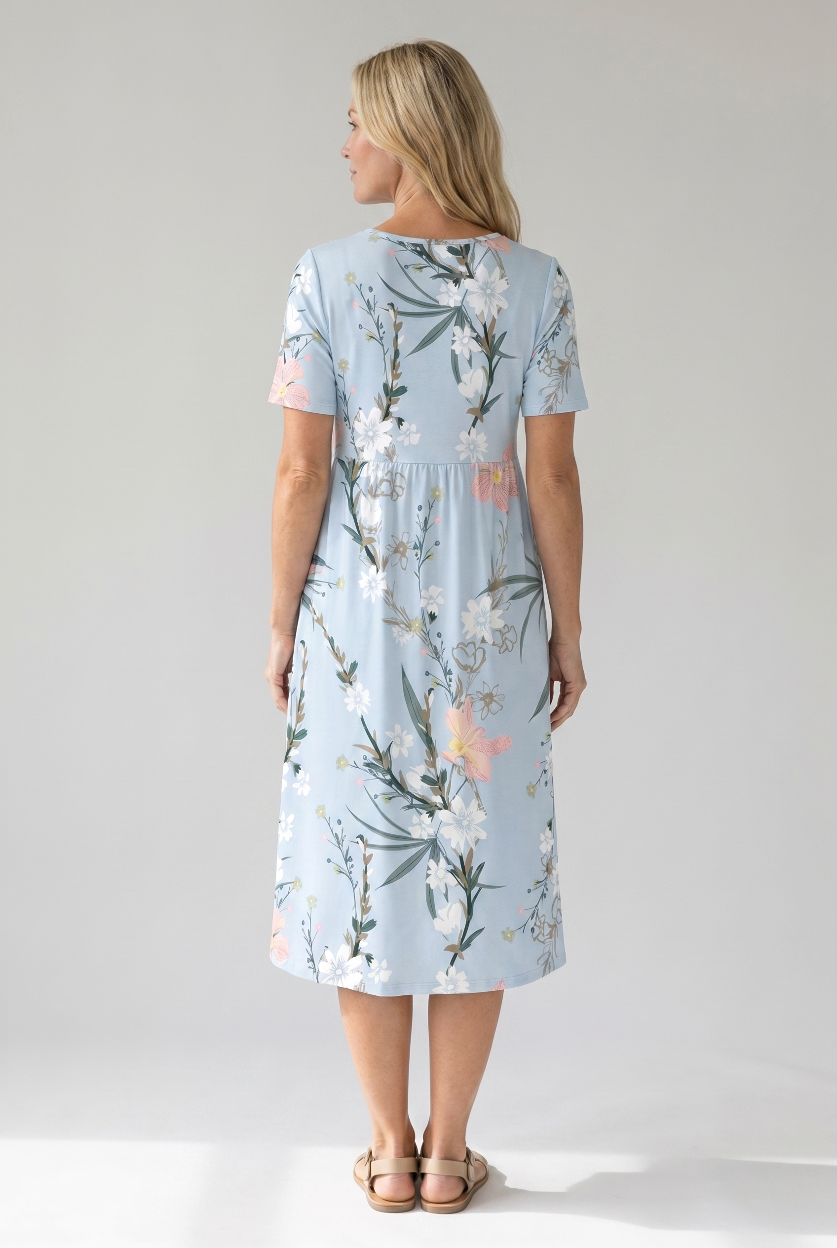 Damenkleid | Bedrucktes geblümtes Midikleid