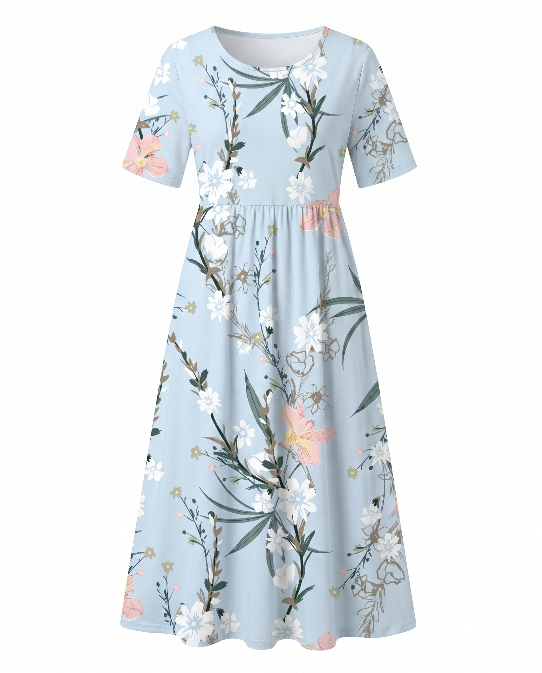 Damenkleid | Bedrucktes geblümtes Midikleid
