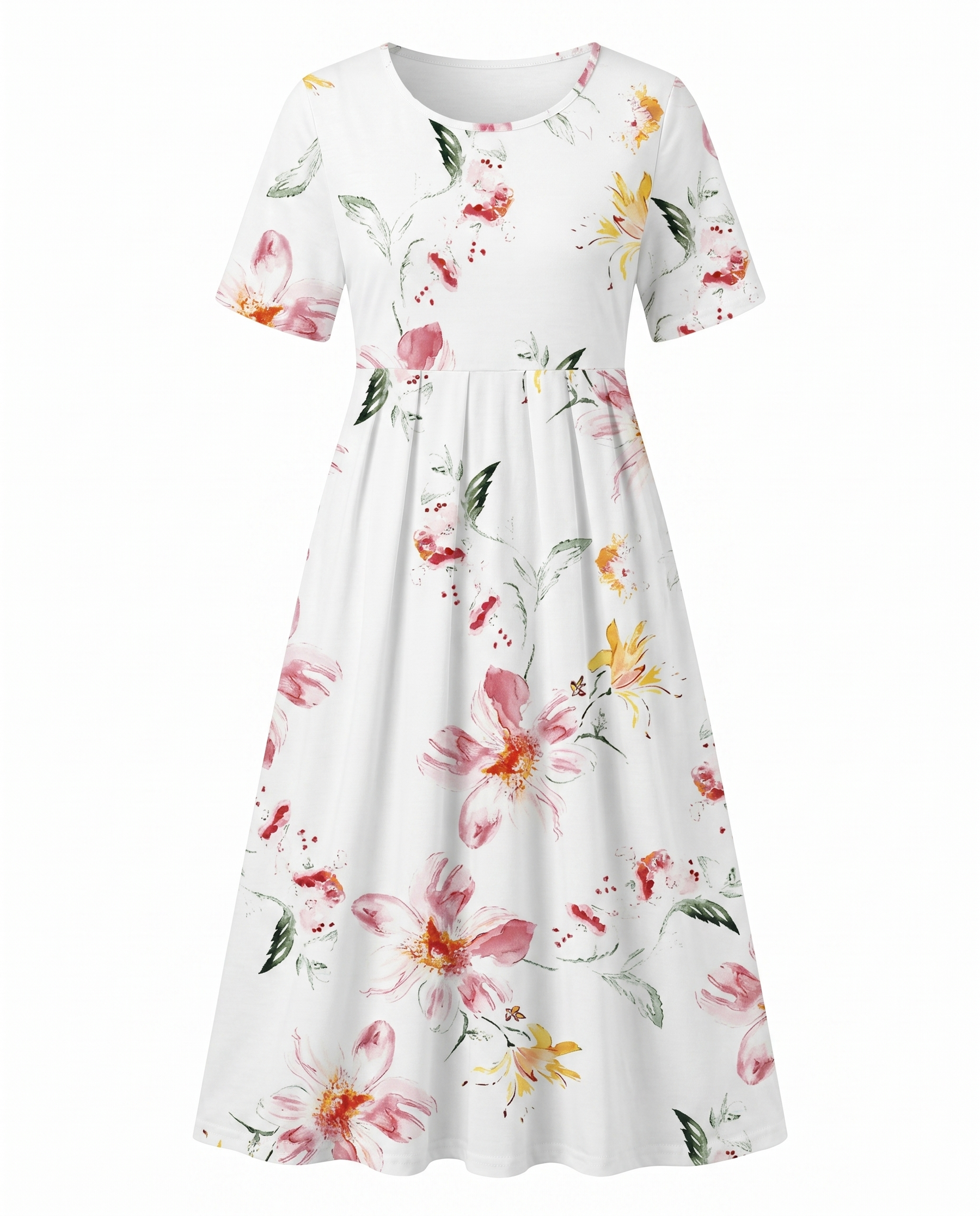 Damenkleid | Bedrucktes geblümtes Midikleid
