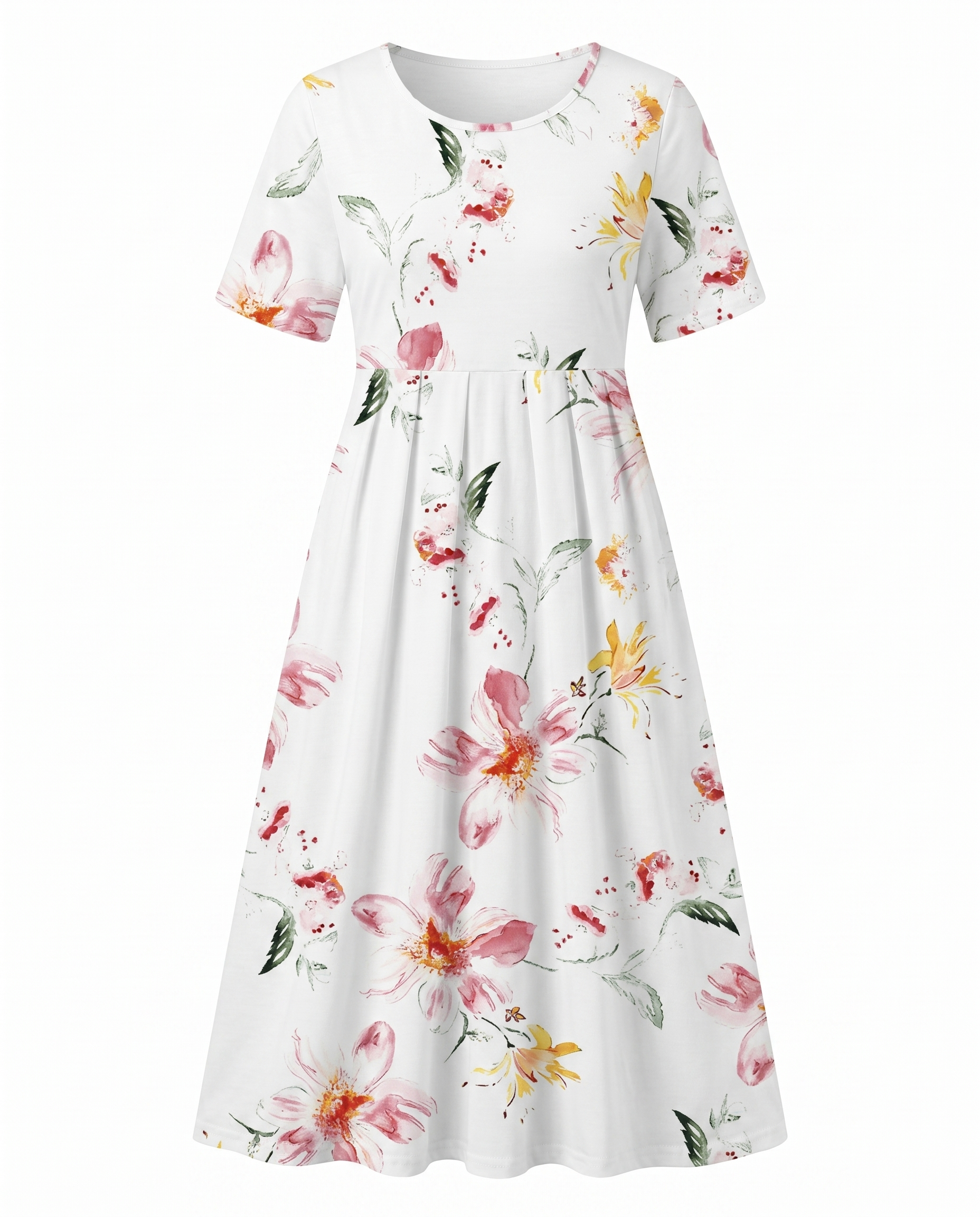 Damenkleid | Bedrucktes geblümtes Midikleid