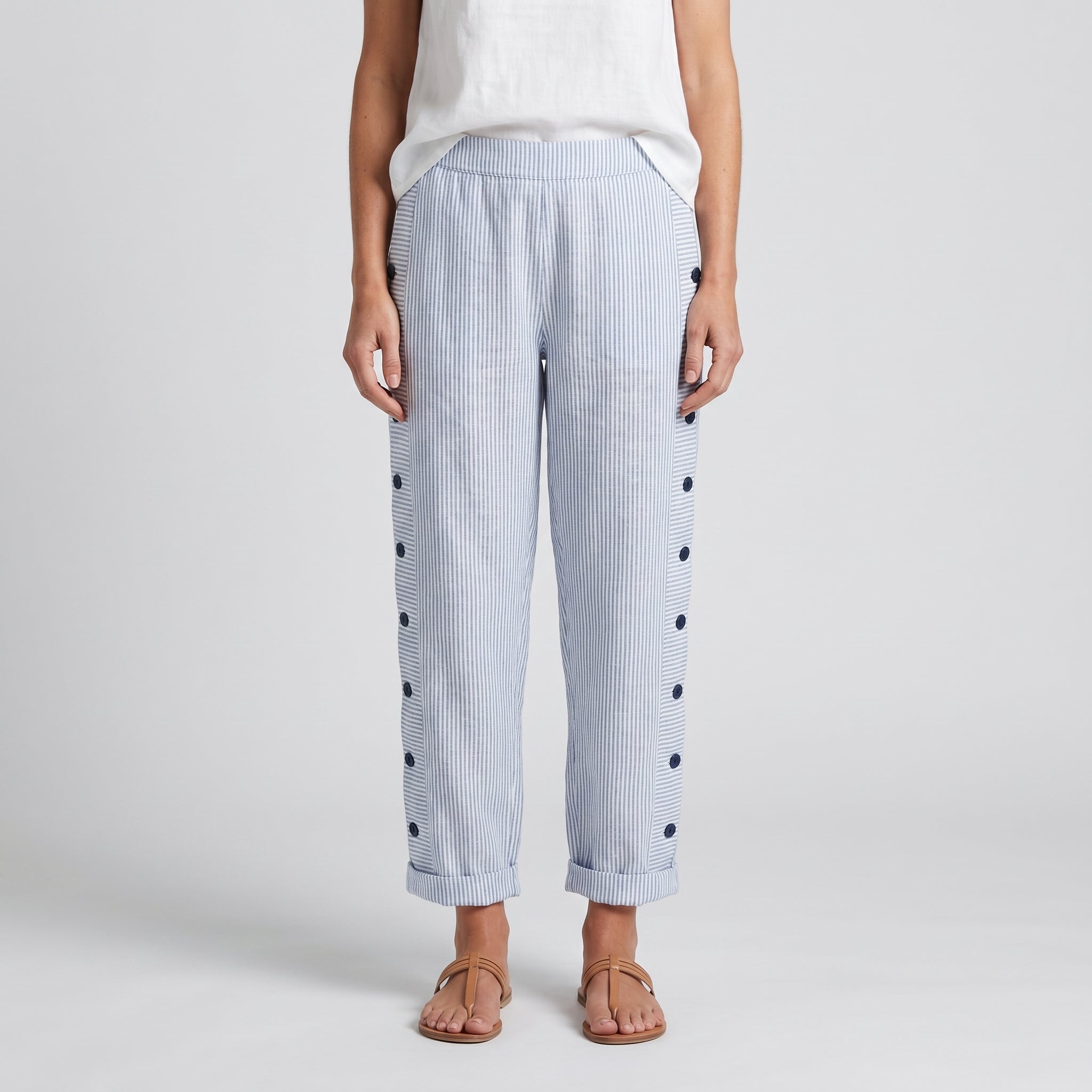 Tess | Gestreifte Panel-Knopfhose