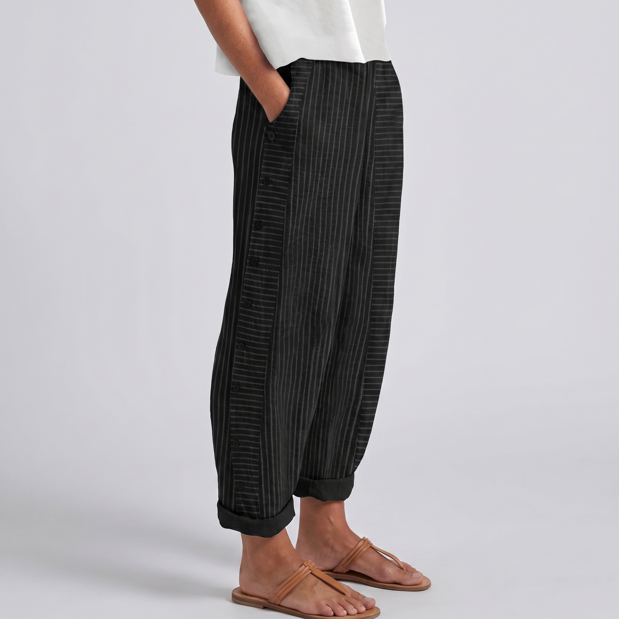 Tess | Gestreifte Panel-Knopfhose