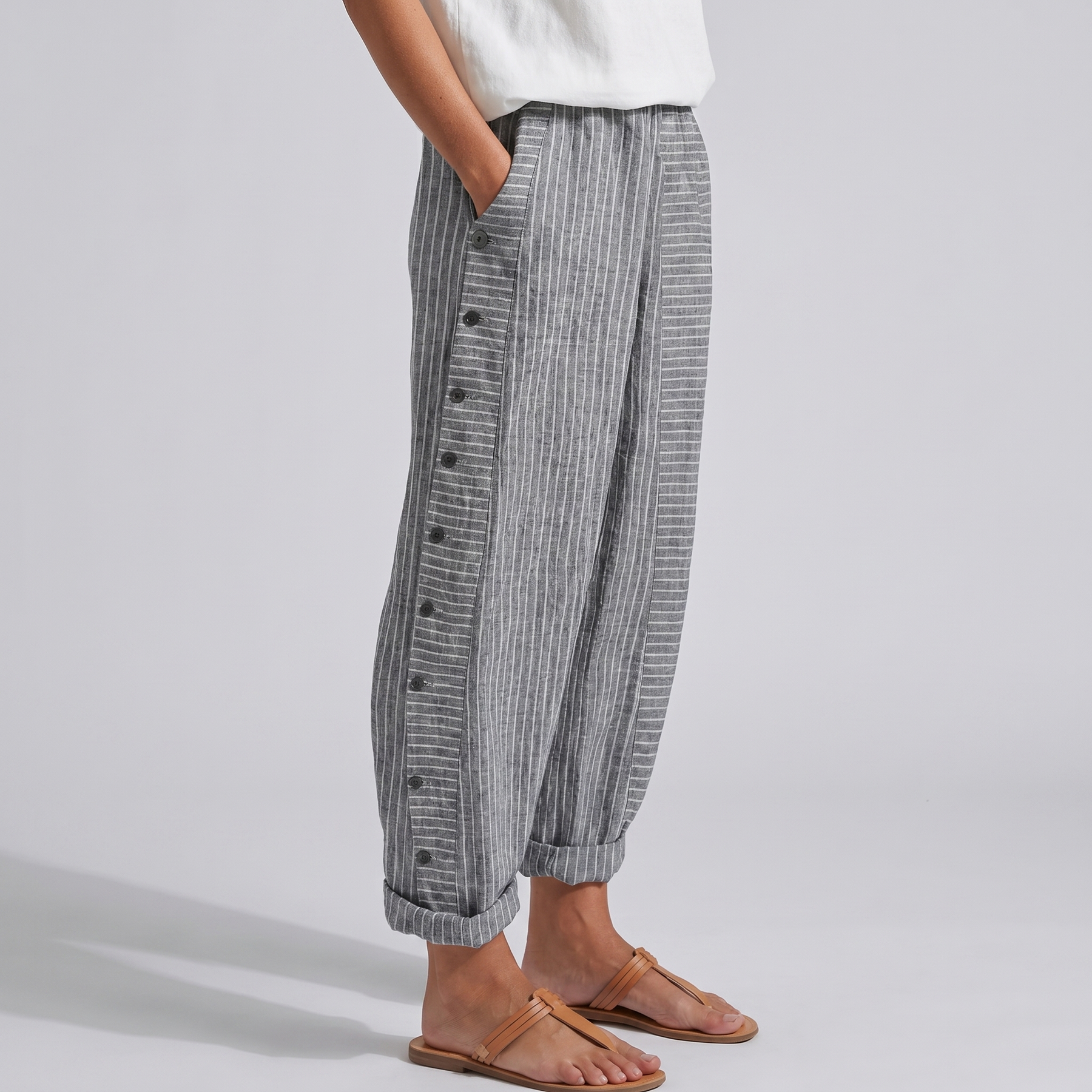 Tess | Gestreifte Panel-Knopfhose