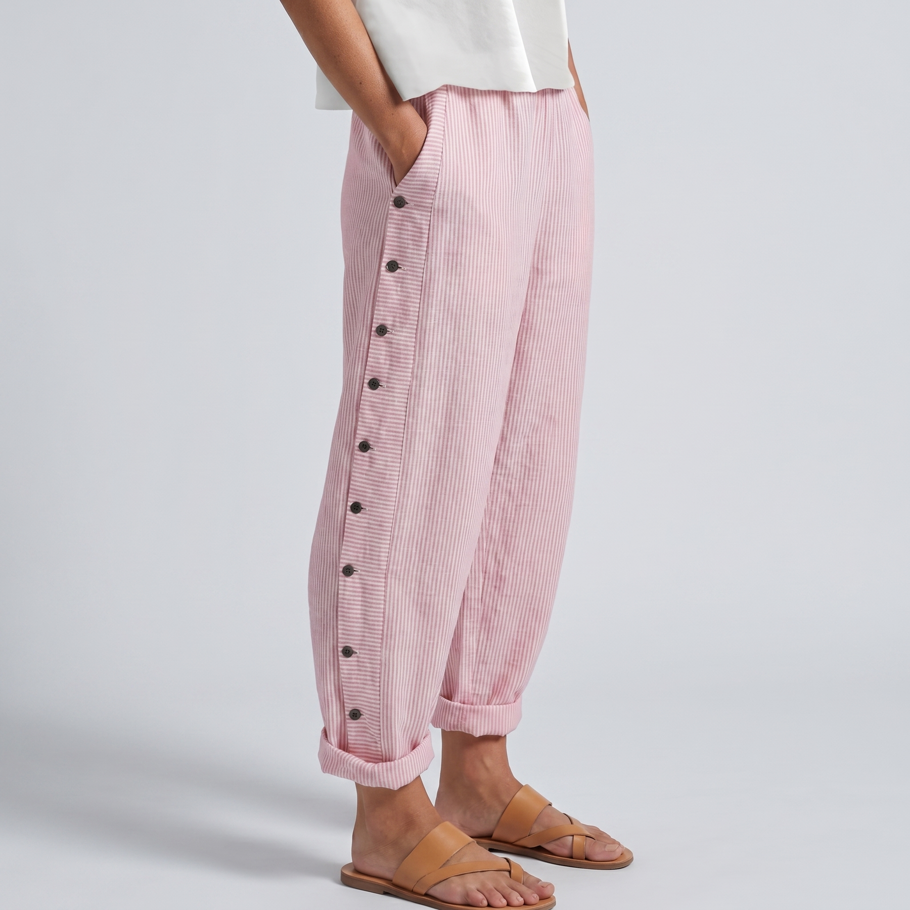 Tess | Gestreifte Panel-Knopfhose